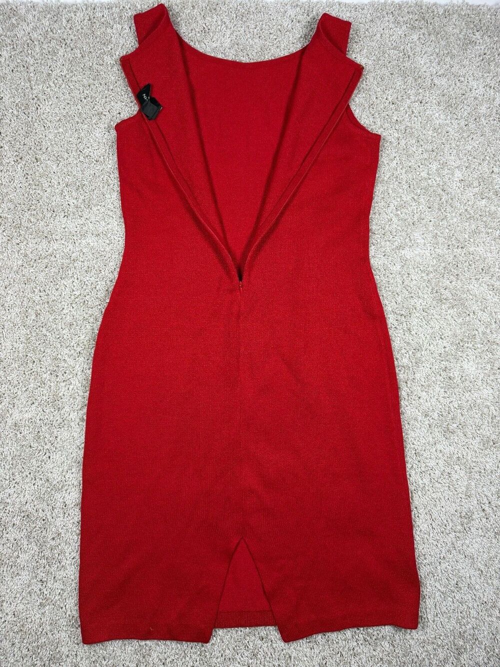 St John Caviar Red Knit Sheath Dress Sleeveless Wool Blend Size 8 USA - Picture 6 of 10